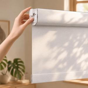 Grandekor No Drill Blackout Roller Shades | Textured-White 29.5Wx72H
