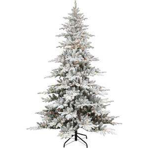 Puleo International Pre-Lit 7.5' Flocked Utah Fir Artificial Christmas Tree with 500 Lights, Green