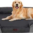 Dwanton Orthopedic Dog Bed for Large Dogs with Gel Memory Foam, Waterproof Dog Sofa, Washable Pet Bed with Four Sided Bolster Cushion, Removable Cover & Non-Slip Bottom, 42", Dark Gray (Large(42 x 31 x 6.5 inch))