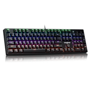 wegear Mechanical Gaming Keyboard with Blue Switch, 104-Key Full Size RGB Backlit Wired Keyboard（11 Modes, Anti-Ghosting, Double-Shot ABS Keycaps, Lighted Computer Key-Board for PC Windows-Black