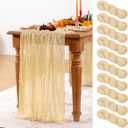 Champagne Gold Cheesecloth Table Runner 10 Pack Fall Table Runners Boho Gauze 120 Inches Champagne Cheese Cloth Fall Table Decorations for Thanksgiving Wedding Bridal Baby Shower Parties