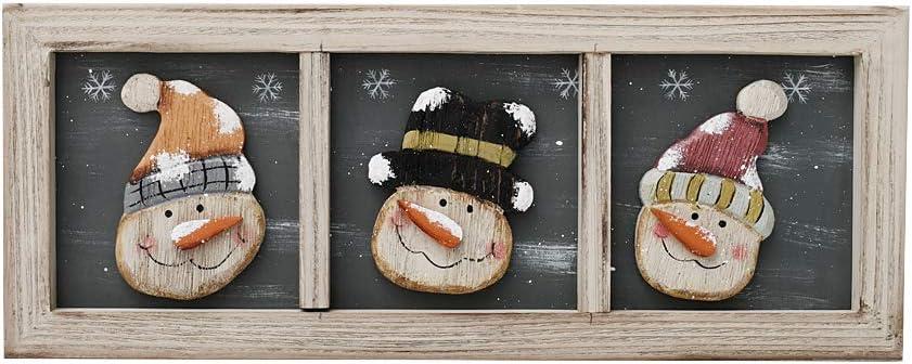 Attraction Design Wood Snowman Wall Decor Hanging Christmas Sign, Rustic Snowmen Decoration Wall Art Wooden Holiday Decorative Sign Hanging Xmas Dcor 16.8X6.6in