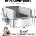 Stainless Steel Litter Box, Extra Large Litter Boxes for Big Cats, XL Metal Cat Litter Box with High Sides Lid, Anti-Urine Leakage, Never Absorbs Odors, Easy Cleaning, Non-Stick, Include Scoop and Mat