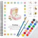 Watercolor Workbooks Coloring Book, Beginner Friendly Painting Kit, Detailed Steps, Creative Exploration Watercolor Book with Paint Set for Adults Teens (Wedding Ring, With paint)