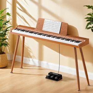Keyboard Piano Electric 88 Key Piano keyboard: 88 Key keyboard Piano Semi-Weighted Full Size Premium Sound MIDI Headphone Jack Triple Pedal Compact Design for Beginners to Professionals (Wooden)