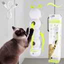 Jaxbo Caterpillar Smart Cats Toys, Interactive Cat Feather Toy with Motion Sensor, Whirlie Cat Toy for Hunting, Reduce Boredom, USB Rechargeable, No Drilling Required, Mount on Wall & Window