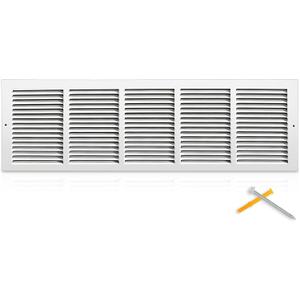 Fancat 30"W x 8"H Return Air Grille [Duct Opening Size], Steel HVAC Return Air Vent Cover for Wall & Ceiling, White Powder-Coated Rust-Resistant AC Cold Air Return, Outer Dimensions 31.75"W x 9.75"H