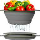 Ultimate Kitchen Strainers Set of 2 - Collapsible Silicone Colanders For Easy Storage by Comfify - Use with Pasta & Veggies or as a Fruit or Berry Bowl with Strainer - Irreplaceable for Campers - Gray