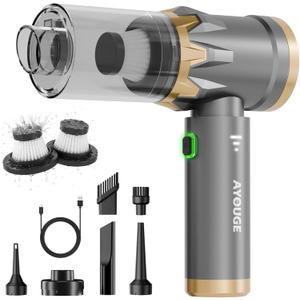 Car Vacuum Portable Cordless, 20000PA High power Vacuum Cleaner , Brushless Motor, 3-Speed Modes, 4 in 1 Compressed Air Duster, Air Blower, Pump HandHeld Vacuum for Car, Home, Office, Camping - Grey