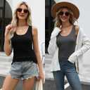 Air Curvey 4 Pack Tank Top for Women Basic Undershirt Tanks Sleeveless Casual Shirts Soft Seamless Layering Tops (Black, L)