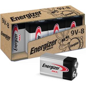 Energizer MAX 9V Batteries (8 Pack), 9 Volt Alkaline Batteries