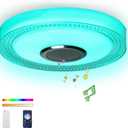 Waterproof Smart LED Shower Ceiling Light Fixture with Bluetooh Speaker,18W 11Inch,3000-6500K Dinmmable RGB Color Changing Music Lamp with App+2.4G Remote Control for Bathroom,Bedroom,Kid Room (Rainbow)