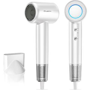Labiim Hair Dryer, High-Speed Ionic Low Noise Blow Dryer with Brushless Motor for Fast Drying, Thermo-Control Quiet Compact Hair Blow Dryer, Hairdryer with 1 Nozzle Attachments for Home Salon Travel