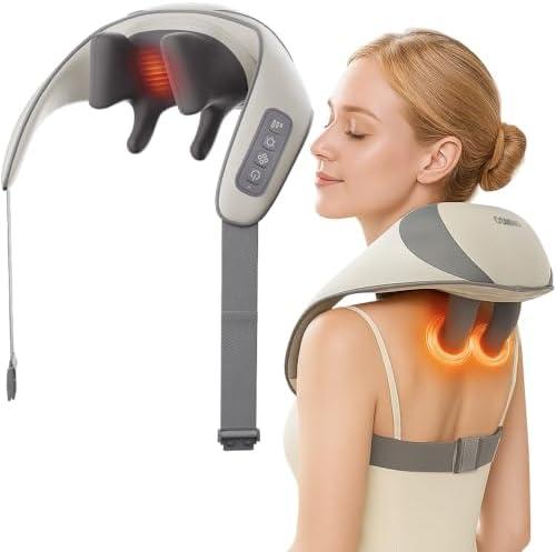 OSMING Cordless Neck and Shoulder Massager with Heat, 6D Shiatsu Deep Tissue Massager for Back, Shoulder, Leg Pain Relief, Portable Electric Kneading for Home Office, Gift for Women Men Mom Dad