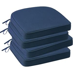 Outdoor Sunbrella Round Corner Seat Cushion, 17"x16"x2", Set of 4, Non Slip Seat Cushion Pads with Removable Cover for Patio Furniture, Garden Yard Lawn, Specrtum Indigo