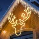 Joomer 32'' Christmas Lights Outdoor Waterproof LED Deer Decoration Neon with Timer for Outdoor Home Party Wall Hanging Light(Warm White)
