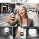 Magnetic Selfie Light Compatible with MagSafe for iPhone Rechargeable LED Fill Light with Mirror, CRI95, 5 Color Temps, Foldable Ring Light