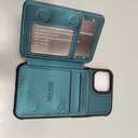 Compatible with Magsafe for iPhone 14 Wallet Case Magnetic Card Holder, RFID Blocking 2 in 1 Detachable Kickstand Shockproof Case for Women Men, Bluish Green