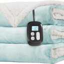 LaffyLo Electric Heated Blanket Full Size 72 x 84, Fast Heating Blanket, Dual-Sided Flannel Sherpa, 10 Heat Settings, 1-12 Hour Auto Off, Machine Washable, Light Green