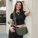 WOOMADA Checkered Crossbody Bag Bum Bag for Women, Fanny Pack Checkered Purse, Belt Bag with Shoulder Strap(Bean Green)