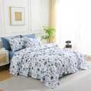 Botanical 6-Piece King Size Sheets Set, Boho Floral Print Brushed Microfiber Sheets, Cooling Bed Sheet Set, Ultra Soft & Breathable, 16' Deep Pocket Fitted Sheet & Pillowcase Set, Grey Blue Floral