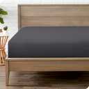 Bare Home Fitted Bottom Sheet Full XL Size - Premium 1800 Microfiber - Ultra-Soft Hotel Luxury - Deep Pocket - Durable and Long Lasting - Extra Long Fitted Sheet (Full XL, Forged Iron Grey)