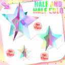 Sinload 45 Pcs 3D Glitter Star Decorations Graduation Iridescent Centerpiece 3 Sizes Standing Hanging Back to School Work Star Decor for End of Year School Centerpiece Starry Movie Night Party Decor