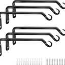 Worth Garden 6-Pack 10" Plant Hanger Bracket - Forged Wrought Iron Powder-Coated Heavy Duty Wall Hook - Black Plant Hanging Hooks - Durable and Stable for Bird Feeders, Planters Indoor & Outdoor