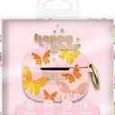 Silicone AirPods Pro Case Cover  Protective Shockproof & Dustproof AirPod Cover Case with Keychain - Printed Designs Compatitble with AirPods Pro (Butterfly/Pink)