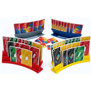 Card Holders for Playing Cards - 4 Pack Playing Card Holder for Kids and Adults,Stackable Storage Game Card Tray for Arthritis Patients with a Travel Pouch (4 Colors)