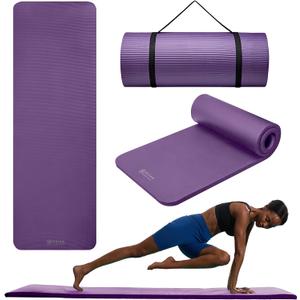 Gaiam Thick Yoga Mat, Exercise & Fitness Mat with Easy-Cinch Carrying Strap