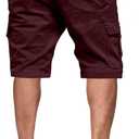 JMIERR Mens Casual Twill Cargo Shorts Cotton Drawstring Classic Cargo Stretch Short with 6 Pockets (Red, XXL)