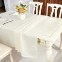 IVAPUPU Textured Linen Table Cloth for Rectangle Table - Ivory Tablecloths Rectangular Waterproof Wrinkle Free Wipeable Dining Cover for Spring Wedding Birthday Kitchen Decor, 60 x 120 Inch
