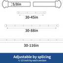 Curtain Rods 2 Pack 5/8 inch Black Curtain Rods for Windows 30 to 88 Inch with Brackets Easy to Install for Bedroom Living room Kitchen