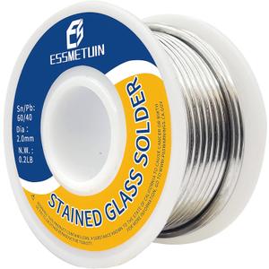 60/40 Solder for Stained Glass, Dia 2.0MM(0.08in), No Flux Solid Tin Lead Solder(0.2LB)