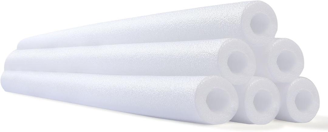 Hanaive 6 Pack Pool Noodles Swimming Floating Foam Tube 52 Inch Hollow Swim Noodles Bulk Floats Heavy Duty for Swimming Decoration Craft Projects Multi-Purpose (White)