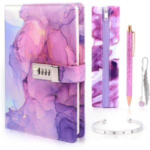 Girls Diary with Lock Kit, Gifts for Girls Age 8-12, Birthday Gifts for Girls Journals Set with Pen Pencil Case Bookmark, Kids Notebook Locking Secret Diary for Girls 8 9 10 11 12 Years Tweens Teens