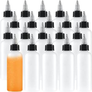 Uyuxxu 20 Pack 4oz Boston Squeeze Bottles, Clear Plastic Dispensing Bottles with Twist Top Cap, for Crafts, Kitchen, Household