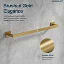 24" Square Towel Bar, Modern Wall Mount Towel Rack, Brushed Gold