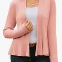 GRACE KARIN Women's Lightweight Draped Open Front Cropped Cardigan Long Sleeve Sweaters Peplum Knit Tops Size Medium