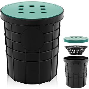 Catch Basin with Grate 14.9 x 12.4 Inch Round Large Catch Basin for Drainage with Debris Basket French Drain Without Reserved Hole for Yard, Downspout, Lawn, Municipal Pipeline
