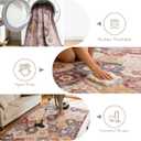 6x9 Large Washable Area Rug for Livingroom - Non-Slip Durable Carpet in Vintage Retro Design Rugs for Bedroom & Dining Room, Stain Resistant Easy Clean & Kid/Pet Friendly (Multi/Yellow)