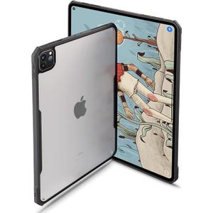 TineeOwl iPad Pro 11 inch Case 2022, 2021, 2020 & 2018 (4th, 3rd, 2nd & 1st Generation) Ultra Thin Matte Clear, Supports Apple Pencil Wireless Charging, Absorbs Shock (Black/Matte Back)