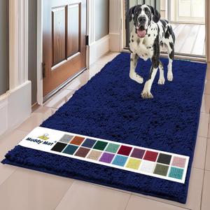 Muddy Mat Shown on TV  Super Absorbent Microfiber Dog Door Mat for Muddy Paws, Non-Slip Washable Pet Rug, Quick Dry Chenille Entryway Carpet, Machine Washable Indoor Outdoor mat, Navy Blue 59"x35" (35" x 60")