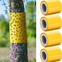 4 Rolls 260ft Lantern Fly Tree Tape Outdoor Adhesive Crawling Insect Trap Yellow Sticky Traps Sticky Barrier Protecting Trees Outdoor Indoor Fruit Tree Lawn Garden Control Aphids Ant Moth