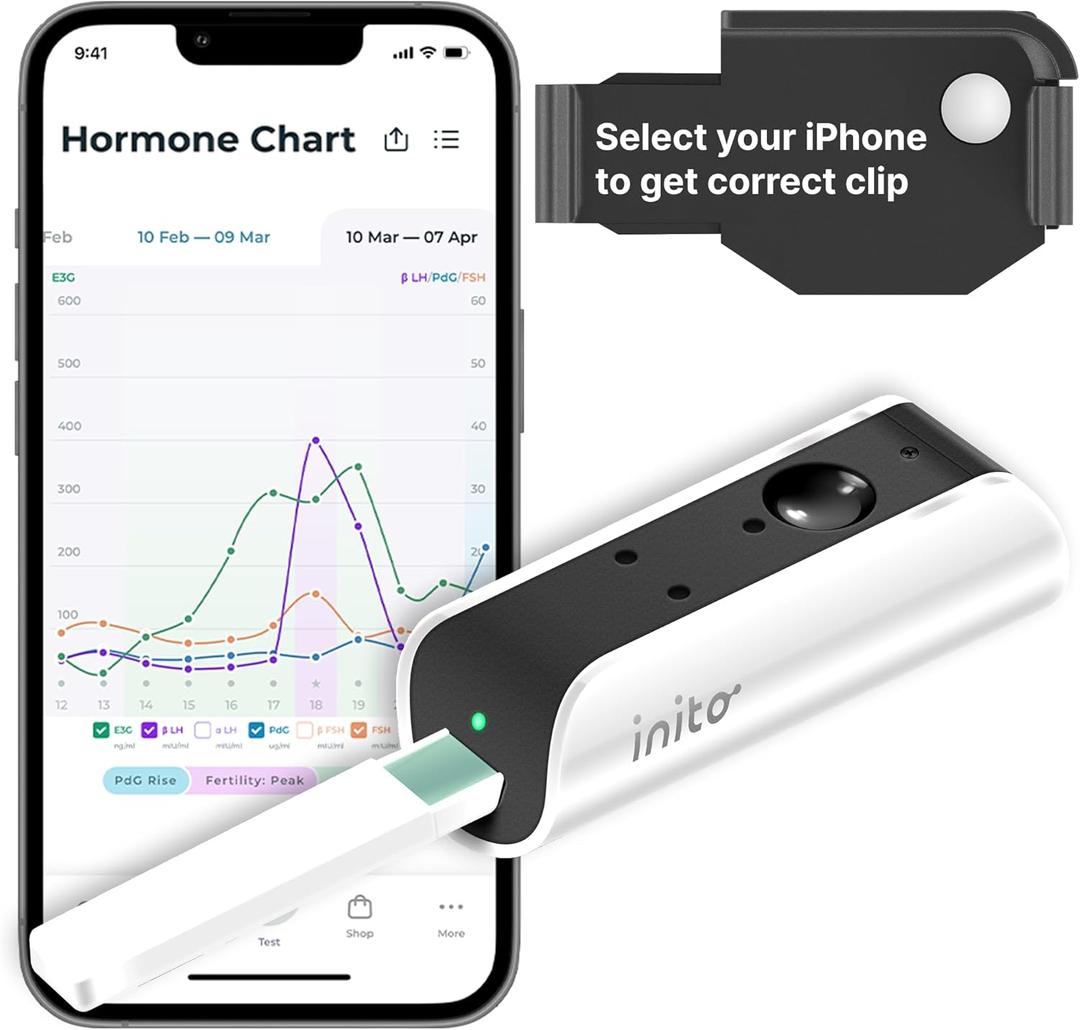 Inito Fertility Monitor & Hormone Tracker for Women | Estrogen, LH, PdG (Urine Metabolite of progesterone), FSH | Track and Confirm Ovulation | Includes 15 Strips (Compatible with iPhone 16)