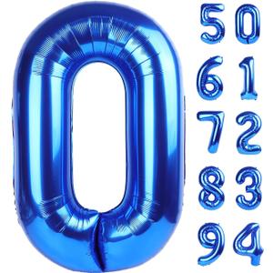 Navy Blue Number Balloon 40 Inch, 0 Number Balloons, 10 20 30 40 50 Numbers Balloon Birthday Decorations, Blue Party Supplies for Boy Men