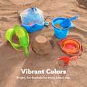 JOYIN 3 Packs Foldable Pail Bucket with Shovels & Mesh Bag, Collapsible Buckets Multi Purpose for Beach, Camping Gear, Beach Party, Fishing, and Fun Summer Activities (Orange/Blue/Green)