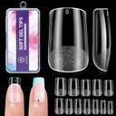 2 x Short Square Gel Nail Tips: 240 PCS Pre-Shaped Full Cover False Square Nails Tips Acrylic Clear Fake Nails Extension for Nail Manicure Home DIY Women 12 Sizes