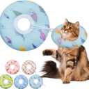 Seyezo Cat Cone Collar Soft, Adjustable Cat Recovery Collars Kitten Cones to Stop Licking, Cute Donut Cones for Cats After Surgery, Elizabethan Collar for Kittens After Spay(Blue Fish, Large)